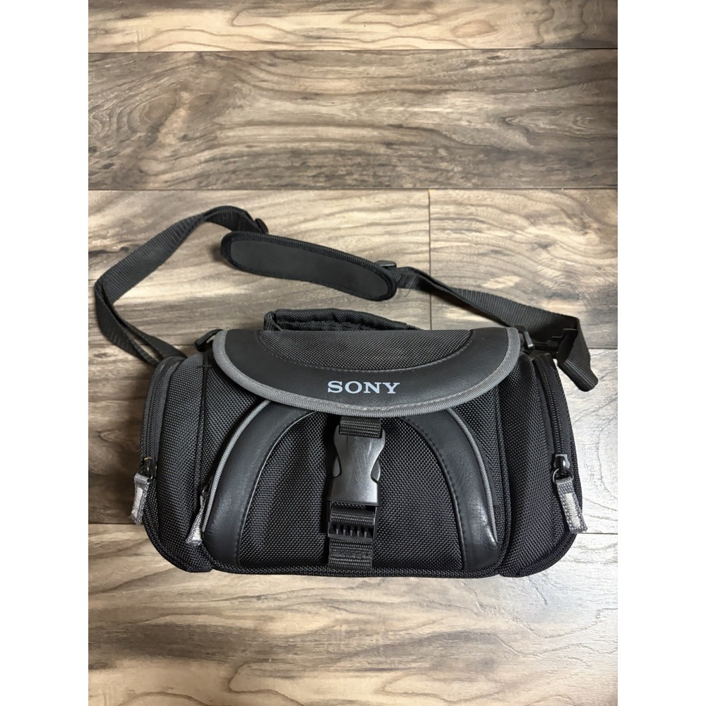 Sony LCS-X30 Soft Carrying Case Black Padded Pockets Shoulder Strap